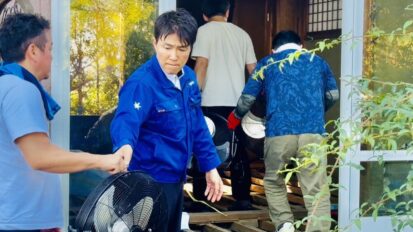 成田商工会議所青年部が送風機を提供してくれました。